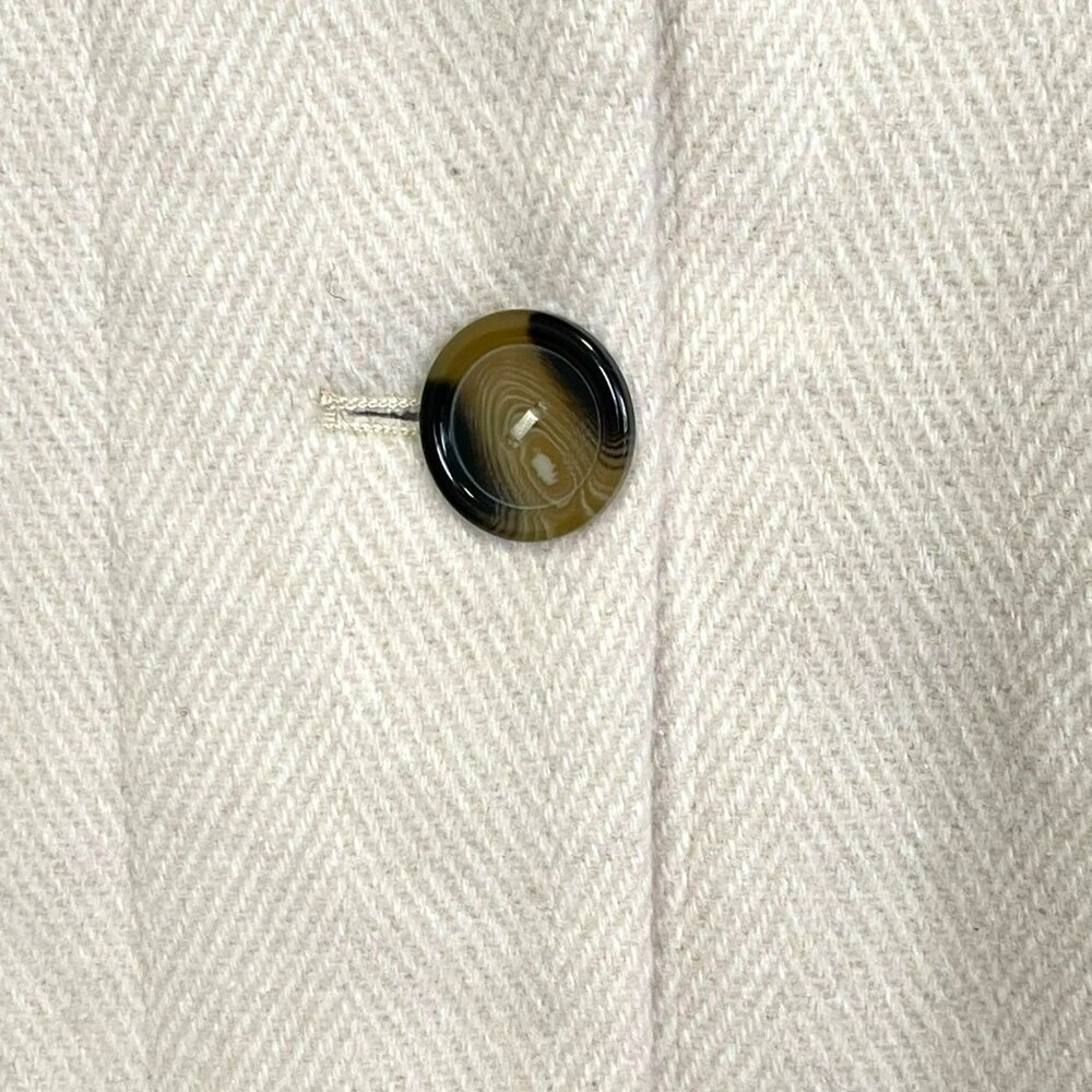 Melloday Herringbone Beige Wool Blend Pea Coat Size Large NWT - Picture 4 of 7